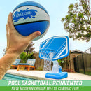 GoSports Splash Hoop Swimming Pool Basketball Game, Includes Poolside Water Basketball Hoop, 2 Balls and Pump – Blue